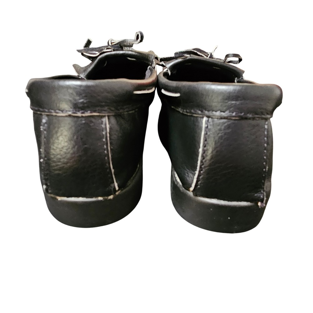 Minnetonka Moccasins‎ Black Leather Studded Fringe Loafers Women Size 9 USA Made - Picture 8 of 9